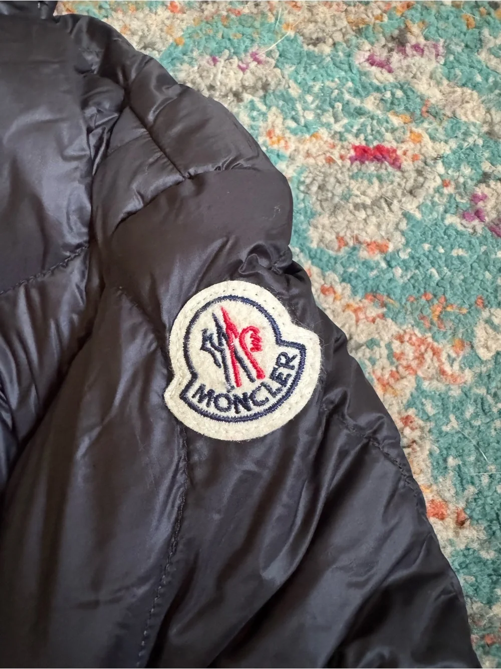 Moncler Black Quilted Anthony Hooded Puffer Jacket size 8 Youth